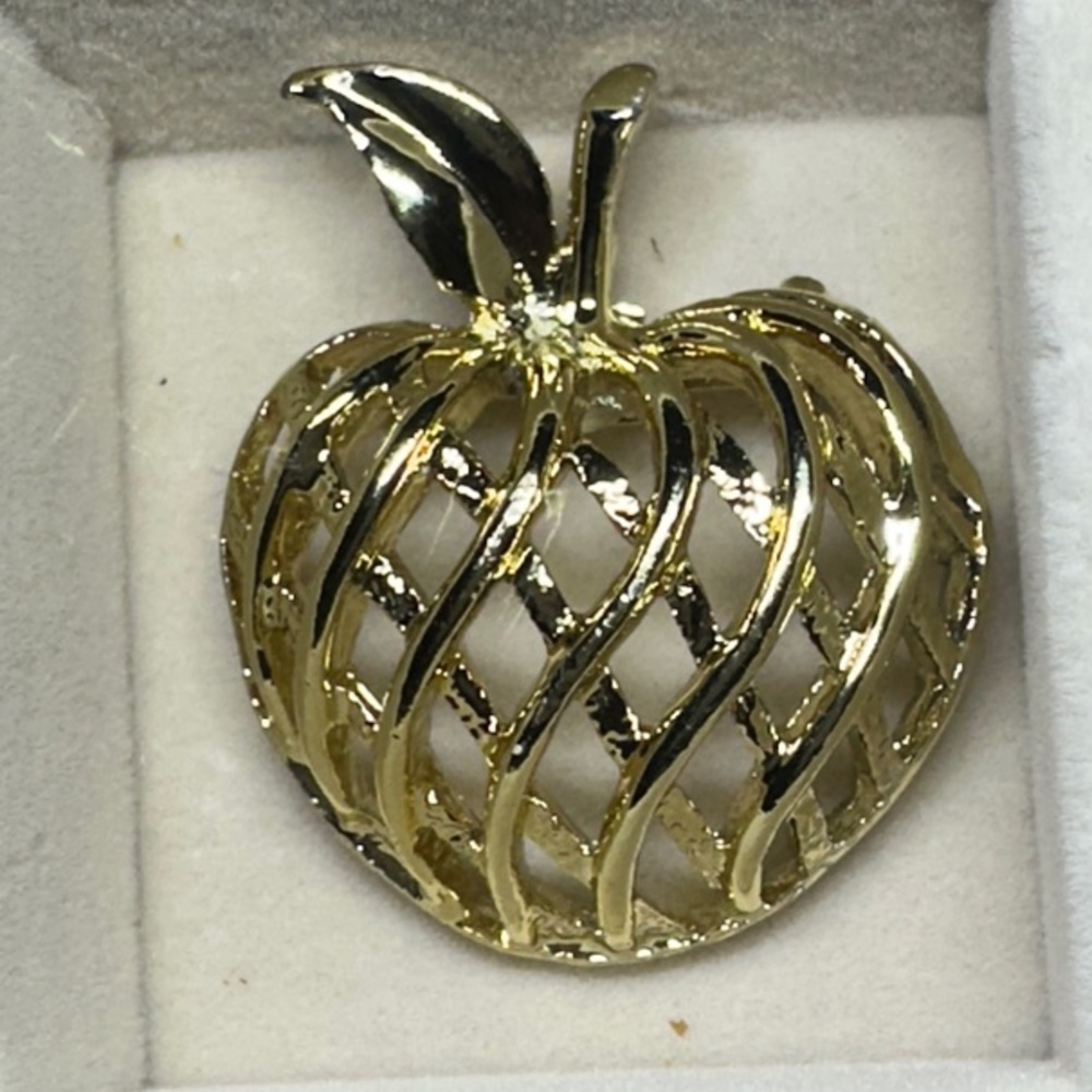 Gold Apple Brooch